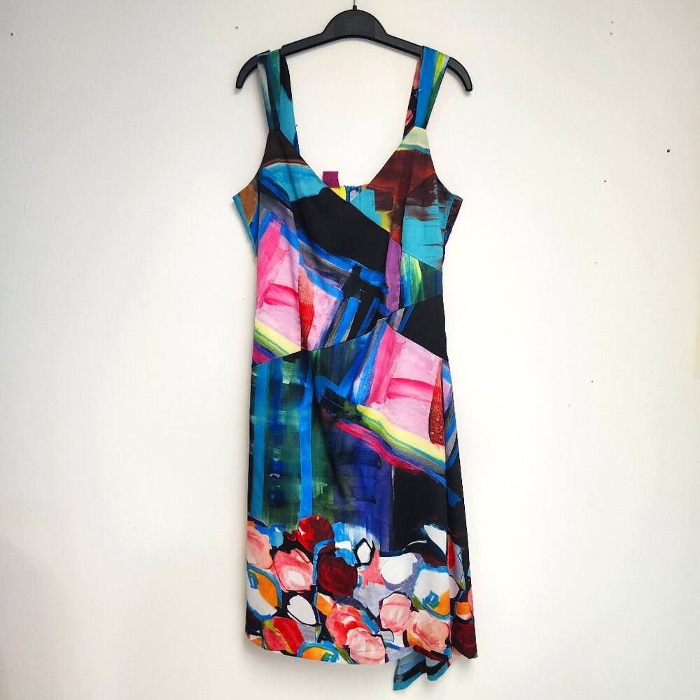 Save The Queen Women's Multicoloured Floral Midi High-Low Dress Size L & XL
